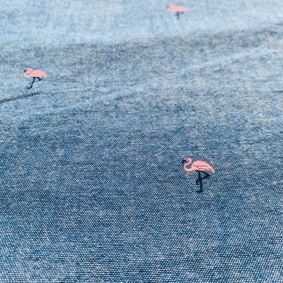 Express Men’s Short Sleeve Flamingo Button-Down Shirt Size Medium - Picture 3 of 5